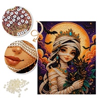 Fournisseur direct d'usine, fournitures de cadeaux pour Halloween, décoration murale, personnage de dessin animé momie, peinture perlée 5D, Halloween