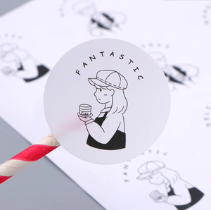 Rotolo stampato personalizzato di alta qualità colore <span class=keywords><strong>nero</strong></span> <span class=keywords><strong>bianco</strong></span> rosa Logo adesivo adesivo in carta per bevande alimentari - Product Image 4