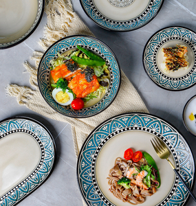 Service de table en porcelaine personnalisable, design Côte Bleue écologique, style européen moderne, assiettes, bols et tasses en relief - Product Image 5