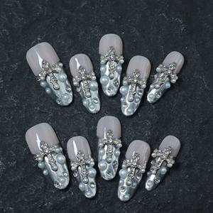 Uñas postizas de lujo con diseño de estrella y mariposa, acrílicas, hechas a mano, de cobertura completa, al por mayor, precio de fábrica. - Product Image 2