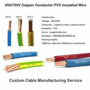 Câble électrique en cuivre avec isolation en PVC, tension nominale 750V, dimensions AWG 2,5 mm <span class=keywords><strong>H07vu</strong></span>/H07vk/H07vr - Product Image 1