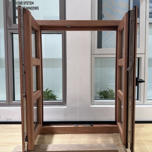 Cửa sổ khung gỗ liền khối cách âm kính hai lớp ba lớp tùy chỉnh với lưới trang trí cho cửa sổ khung gỗ - Product Image 4