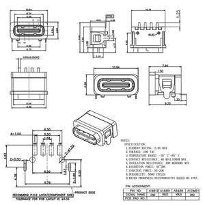 One-Stop Aankoop Meerdere Modellen Waterdichte Ipx7 Type C 4-Pins Usb Type C Vrouwelijke Connector Sockets Ondersteunen Maatwerk - Product Image 2