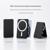 Porte-cartes magnétique pliable avec support arrière en PC transparent noir pour carte d'identité professionnelle et affichage sur bureau