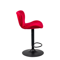 Tabouret de bar ergonomique en velours, pivotant, réglable en hauteur, base ronde en métal noir thermolaqué, repose-pieds intégré