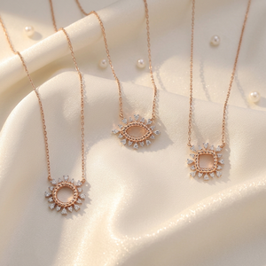 High Quality Minimalist Hand Crafted Daily Wearing Natural Diamond <b>Necklace</b> Real 18K Rose White Gold Pendant <b>Necklace</b> For Women - Product Image 2