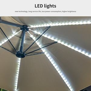 MOJIA Market Umbrella <span class=keywords><strong>Parasol</strong></span> De <span class=keywords><strong>Jardin</strong></span> Sombrilla De <span class=keywords><strong>Jardin</strong></span> Payung Taman Impermeable 14ft Solar LED Patio Paraguas para exteriores - Product Image 3