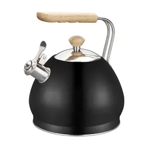 Realwin Portable Marble Stone Coating 3.0L Stainless Steel Whistling Durable Coffee Kettle With Wood Handle