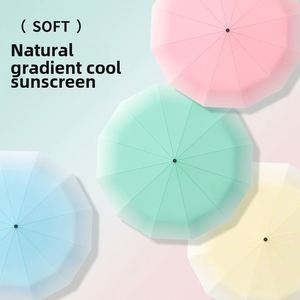 Parapluie pliable haut de gamme pour femme, 60 baleines, dégradé, entièrement automatique, anti-UV, protection solaire, pour jours ensoleillés et pluvieux, idéal pour les voyages - Product Image 3
