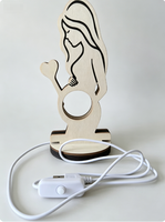 Lampe de nuit en verre et bois personnalisée, gravure laser, boule de cristal 3D de 40 mm, vente chaude