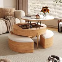 Table basse relevable et meuble TV combinés en bois massif, style nordique de luxe léger, avec plateau en roche, meubles de salon modernes avec rangement