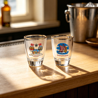 Ensemble de 6 verres à shot souvenir du Danemark, bordure dorée, thème viking de Copenhague, mini verres à brandy réutilisables, boîte cadeau, 33 ml