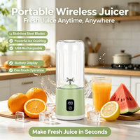Mixeur-presse-agrumes portable rechargeable autonettoyant, mini mixeur électrique pour smoothies aux fruits, lames en acier inoxydable, corps transparent étanche, idéal pour camping-car
