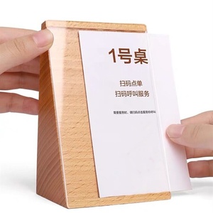 90x55mm Sản phẩm gỗ giá nhãn hiển thị nghiêng bảng tráng miệng giấy tag đứng <span class=keywords><strong>Acrylic</strong></span> chủ thẻ dấu hiệu - Product Image 4