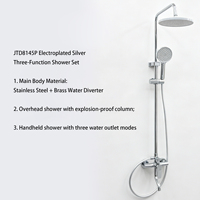 Robinet de douche pluie moderne en acier inoxydable chromé et gris anthracite, ensemble de douche mural 3 voies avec douchette à main pour hôtel