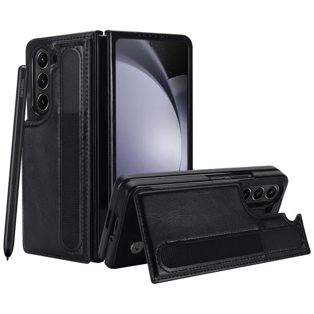 For Samsung Galaxy Z Fold 7 6 5 4 3 Case With Pen Slot Card Holder Leather Business Wallet Rfid Blocking Flip Folio Phone Cover