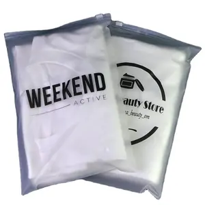 Wholesale eco friendly custom logo frosted plastic zipper bags plastic bag with zipper for clothing packing
