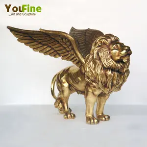 बिक्री के लिए जीवन आकार धातु शिल्प कांस्य पंखों वाला शेर मूर्तियों