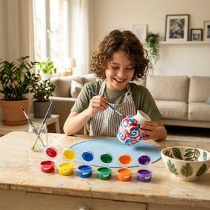 Kit de peinture céramique DIY, cadeau d'<span class=keywords><strong>anniversaire</strong></span> <span class=keywords><strong>pour</strong></span> enfants et adultes, peignez votre propre ensemble de poterie, fournisseur OEM personnalisé, étiquette privée - Product Image 2