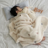 Selimut Bayi Motif Hewan Lucu Korea Semua Musim, Selimut Tidur Bayi Baru Lahir, Selimut Fleece Bordir Gaya Instagram