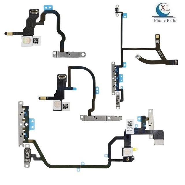 Power on Off Button Volume Switch Flex Cable for iPhone 7 8 X Xr Xs Max 12 13 14 Pro Max Mute Key with Metal Replacement Parts