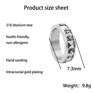 yunnique <b>Titanium</b> Steel Skull <b>Ring</b> Men's Punk Geometric Design Silver Color 26091 - Product Image 5