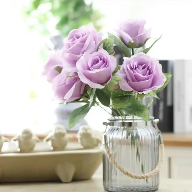 7 Head Party Home Decor Peony Silk Artificial Rose Flower Wedding Bouquet