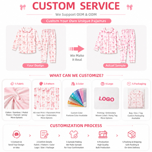 Conjunto de pijamas a juego para la familia, ropa de dormir con estampado rosa para mujer y bebé, ropa de casa de algodón suave, conjunto para madre e hija - Product Image 4