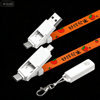 Câble de charge USB 6-en-1 avec lanière, PD 60W, multi-charge rapide, personnalisable avec logo, pour cadeaux promotionnels électroniques