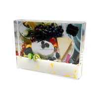 Cadre photo liquide éco-responsable haute transparence avec design flottant 3D Cœur de Saint-Valentin Requin Cerise, cadeau de décoration de Noël pour la maison