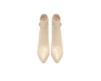 Bottines mi-mollet en PU verni pour femme avec boucles dorées, bout pointu, talon aiguille, confortables, automne/hiver