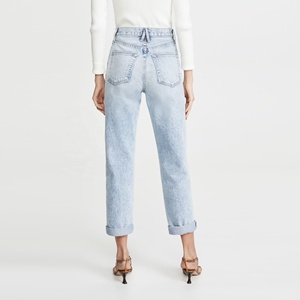 Luz Azul de corte recto de <span class=keywords><strong>talle</strong></span> <span class=keywords><strong>alto</strong></span> vintage mom <span class=keywords><strong>jeans</strong></span>, vaqueros de mujeres oem pantalones de mezclilla - Product Image 2