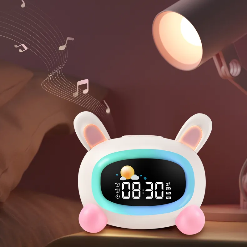 2022 smallLED wakings digital music wonder lights charging sleep trainer alarm clock smart kids alarms manufacturer for bedroom