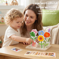 Rompecabezas de Flores Montessori para Educación Temprana, Juego de Mesa para Padres e Hijos, Juguete de Entrenamiento de Coordinación Mano-Ojo para Niños