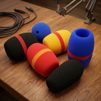 Housse de microphone jetable personnalisée de haute qualité avec logo coloré, housse en mousse pour microphone portable