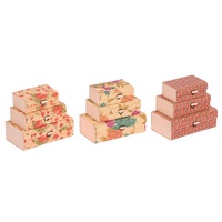 Ensemble rectangulaire de 3 boîtes d'emballage cosmétiques en bambou imprimées de fleurs pour bijoux, colliers, chocolats, sachets de thé, charbons actifs et cosmétiques