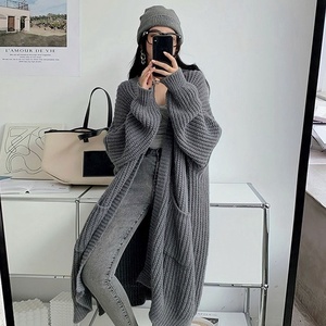 Abrigo Largo Casual de Punto para Mujer de Manga Larga con Bolsillos Cárdigan Suelto Otoño Invierno Suéter Grueso para Dama - Product Image 1