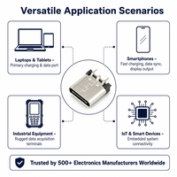 Connecteur vertical SMT DIP USB Type-C 24 broches femelle à coque longue, hauteur personnalisée, vente directe usine, conforme RoHS ST-C-24P-LS-H