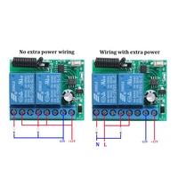 Commutateur de relais de récepteur RF sans fil 433MHz/315MHz Module récepteur 2 canaux DC 12V avec code d'apprentissage 1527 pour système domestique intelligent