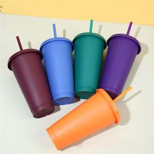 Reusable Plastic <b>Cups</b> <b>Straws</b> Lids16Oz Cold Iced Coffee <b>Drinking</b> <b>Cup</b> <b>Straw</b> Tumblers Travel Party Glitter Leak-Proof Applicable - Product Image 2