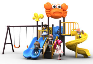 Ensemble toboggan et balançoire en plastique intérieur/extérieur pour jardin, utilisation éducative à l'aéroport pour parc d'attractions scolaire et aire de jeux Playhouse - Product Image 3