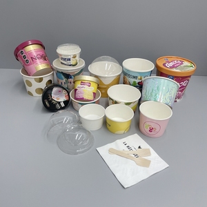 Tazas de helado impresas personalizadas de pared simple de 4oz 8oz 16oz, tapas de sellado para postres, galletas, fideos, <span class=keywords><strong>hamburguesas</strong></span> - Product Image 2