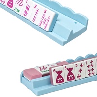 Supports de tuiles de mahjong en bois laqué brillant sur mesure de 20 pouces, 4 pièces, avec poussoirs festonnés