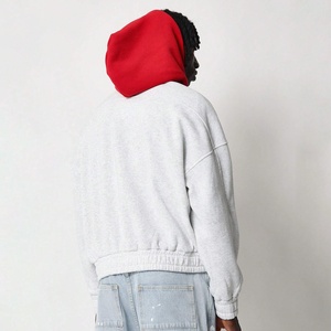 Spray arc-en-ciel Logo personnalisé pour hommes Boxy haute qualité avant broderie poids lourd Vintage pull à capuche court pour hommes - Product Image 2