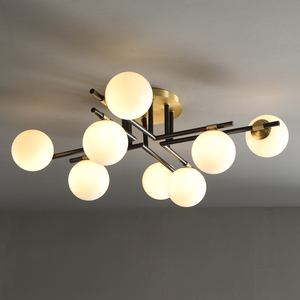 Lampadario <span class=keywords><strong>a</strong></span> Soffitto Moderno in Vetro Stile Americano Retrò, Lampada <span class=keywords><strong>a</strong></span> <span class=keywords><strong>Sospensione</strong></span> LED in Ottone Massiccio <span class=keywords><strong>per</strong></span> Sala da Pranzo e <span class=keywords><strong>Soggiorno</strong></span> - Product Image 1