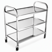 Chariot utilitaire robuste à 3 niveaux en acier inoxydable, chariot de service multifonctionnel pour hôtel, restaurant, hôpital, laboratoire