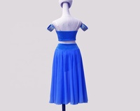 Attractive New Royal Blue Long Chiffon Dress 2 Costumes de performance séparés-Jupe de 55 pouces