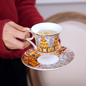 Ceramic Tea <b>Set</b> - Mediterranean Floral <b>Teapot</b> with 4 Cups and Saucers - Product Image 5