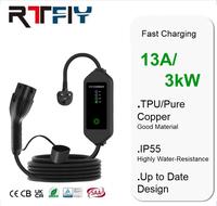 Nouvelle conception de chargeur EV portable 13A Type 2 UK 3 broches, charge rapide 3kW pour véhicules électriques, utilisation domestique, étanche IP55, certifié CE