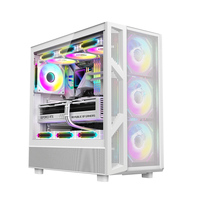 Boîtier PC AntarcChill Mid-Tower avec panneau avant en maille blanche, verre trempé transparent de haute qualité, compatible E-ATX